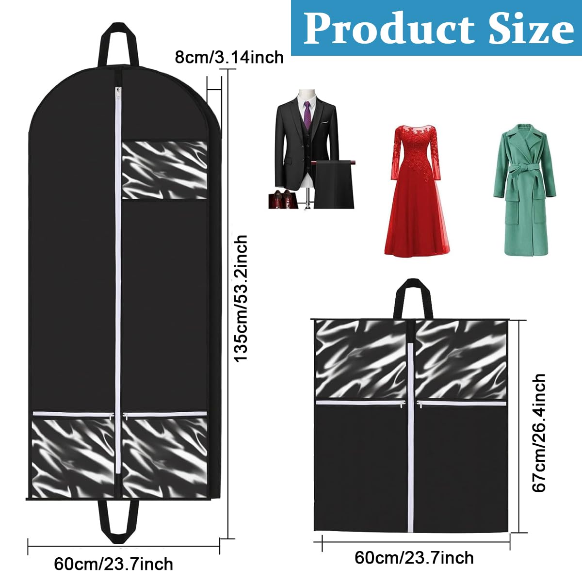 HASTHIP Garment Bags Suit Bags for Travel Hanging Clothes Closet Storage, 50 HASTHIP Garment Bags Suit Bags for Travel Hanging Clothes Closet Storage, 50